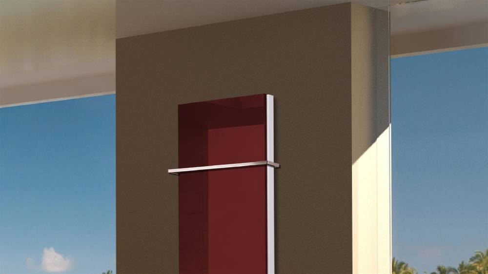 Szagato BADHEIZKÖRPER mit Glas Montevideo 5 Glasfront 120x47cm 1458 Watt rot +1 Halter 15mm SZAGATO Designheizkörper Handtuchheizkörper mit Mittelanschluss Meist gekauft
