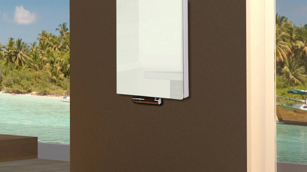 Szagato BADHEIZKÖRPER mit Glas Montevideo 5 Glasfront 120x47cm 1458 Watt weiß SZAGATO Designheizkörper Handtuchheizkörper mit Mittelanschluss Handtuchwärmer Fabrikpreis
