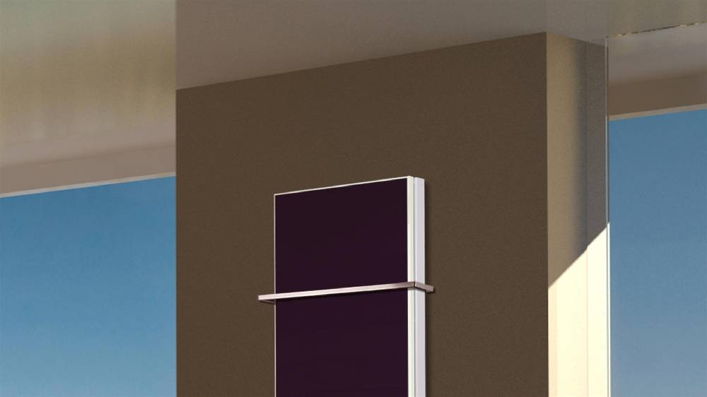 Szagato BADHEIZKÖRPER mit Glas Montevideo 5 Glasfront 120x47cm 1458Watt violett +1 Halter 15mm SZAGATO Designheizkörper Handtuchheizkörper Mittelanschluss Versandkostenfrei