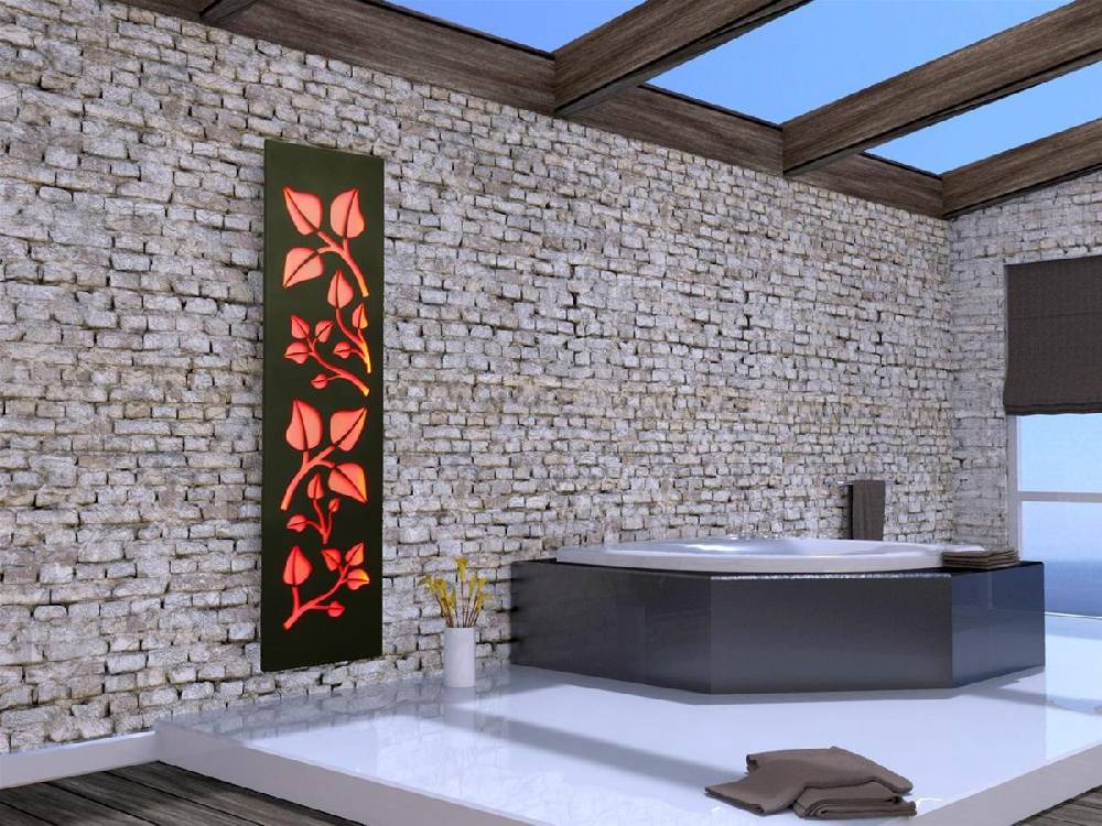 Szagato Badheizkörper mit LED Design Leaves 3 180x47cm 1118 W.anthrazit moon SZAGATO Designheizkörper Handtuchheizkörper mit Mittelanschluss Handtuchwärmer Top Angebot