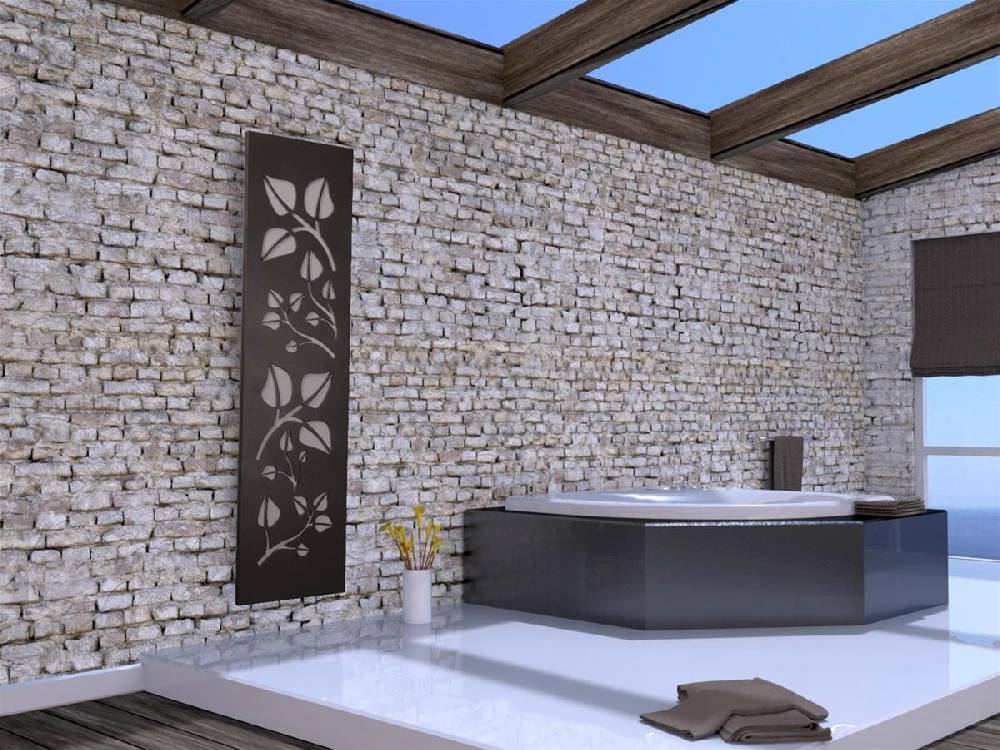Szagato Badheizkörper mit LED Design Leaves 3 180x47cm 1118 Watt Edelstahl MT SZAGATO Designheizkörper Handtuchheizkörper mit Mittelanschluss Handtuchwärmer Neueste Mode