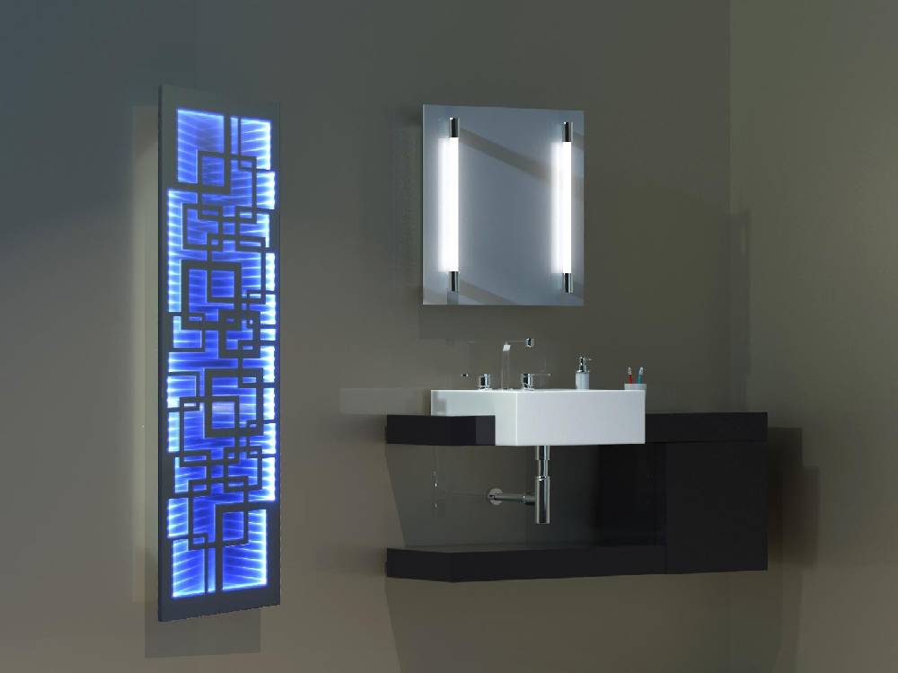 Szagato Badheizkörper mit LED Quadrat 3 180x47cm 1118 Watt Edelstahl MT weiß SZAGATO Designheizkörper Handtuchheizkörper mit Mittelanschluss Handtuchwärmer Online Outlet