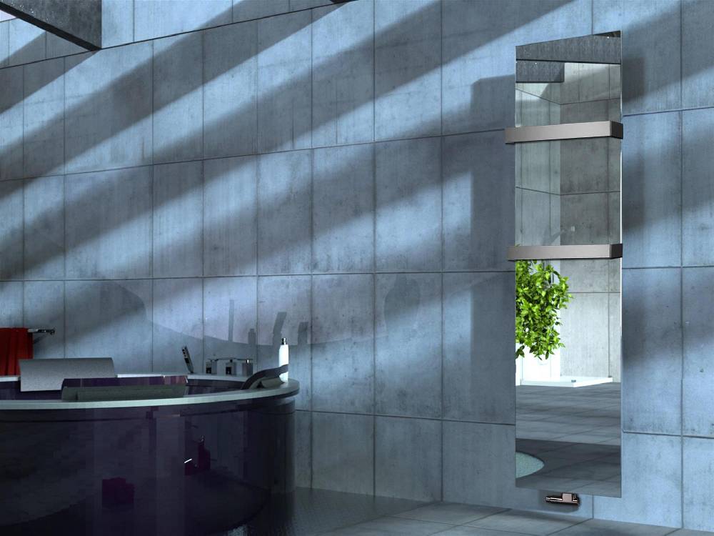 Szagato BADHEIZKÖRPER mit Spiegel Design Mirror 3 180x47cm 1118 Watt Edelstahl (+2 Halter 50mm) SZAGATO Designheizkörper mit Mittelanschluss Handtuchwärmer Tiefpreis