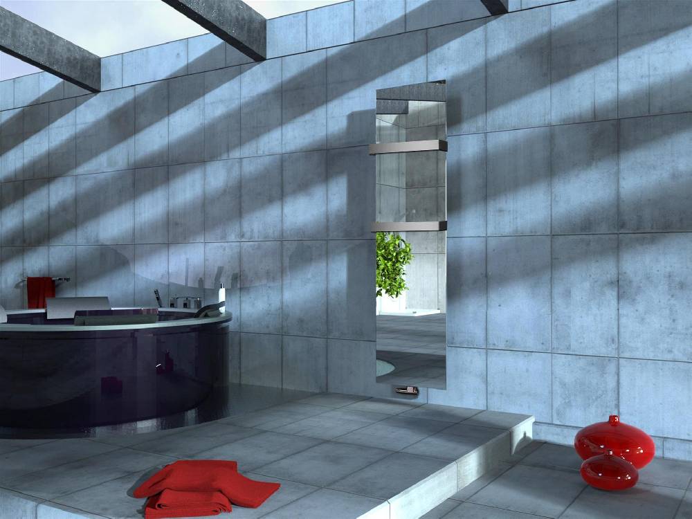 Szagato BADHEIZKÖRPER mit Spiegel Design Mirror 3 180x47cm 1118 Watt Edelstahl (+2 Halter 50mm) SZAGATO Designheizkörper mit Mittelanschluss Handtuchwärmer Super Sparpreis