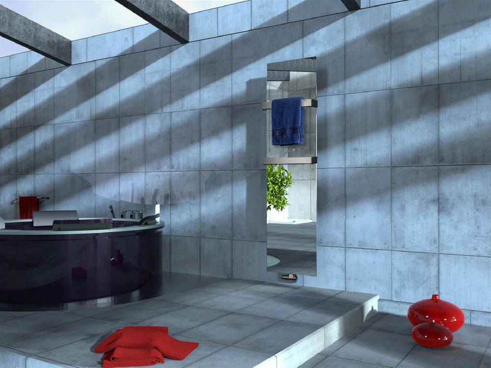 Szagato BADHEIZKÖRPER mit Spiegel Design Mirror 3 180x47cm 1118 Watt Edelstahl (+2 Halter 50mm) SZAGATO Designheizkörper mit Mittelanschluss Handtuchwärmer Super Sparpreis
