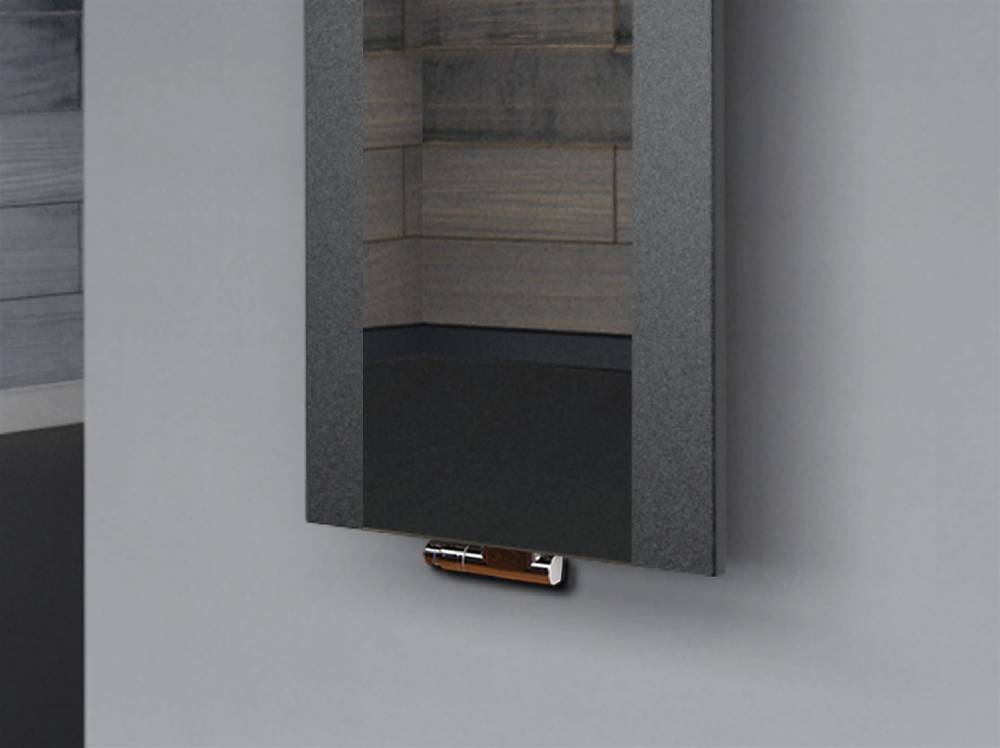 Szagato BADHEIZKÖRPER mit Spiegel Design Singapur 2 120x47cm 799 Watt anthrazit - moon (+1 Halter 15mm) SZAGATO Designheizkörper mit Mittelanschluss Fabrikladen