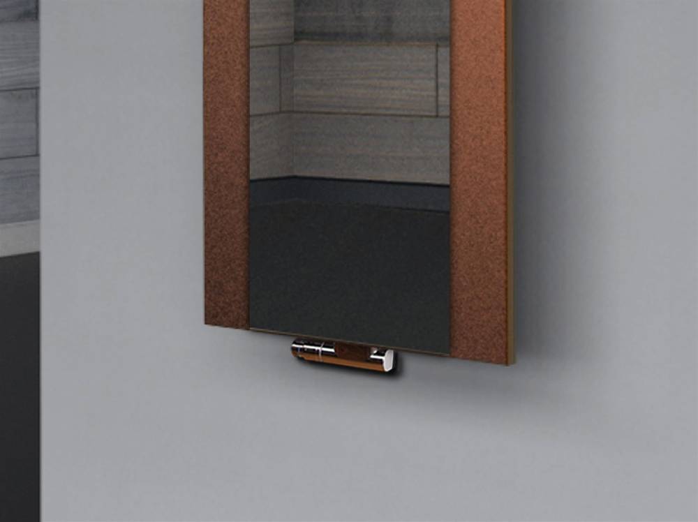 Szagato BADHEIZKÖRPER mit Spiegel Design Singapur 2 120x47cm 799 Watt braun SZAGATO Designheizkörper Handtuchheizkörper mit Mittelanschluss Handtuchwärmer zollfrei