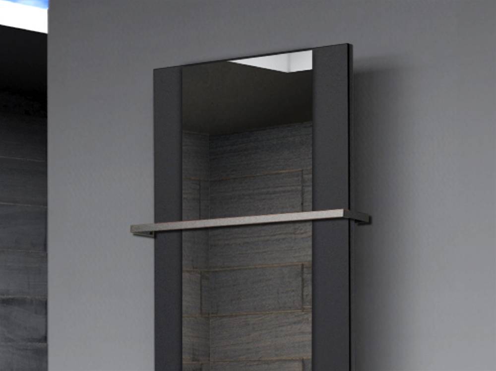 Szagato BADHEIZKÖRPER mit Spiegel Design Singapur 2 120x47cm 799 Watt schwarz (+1 Halter 15mm) SZAGATO Designheizkörper mit Mittelanschluss Handtuchwärmer Online