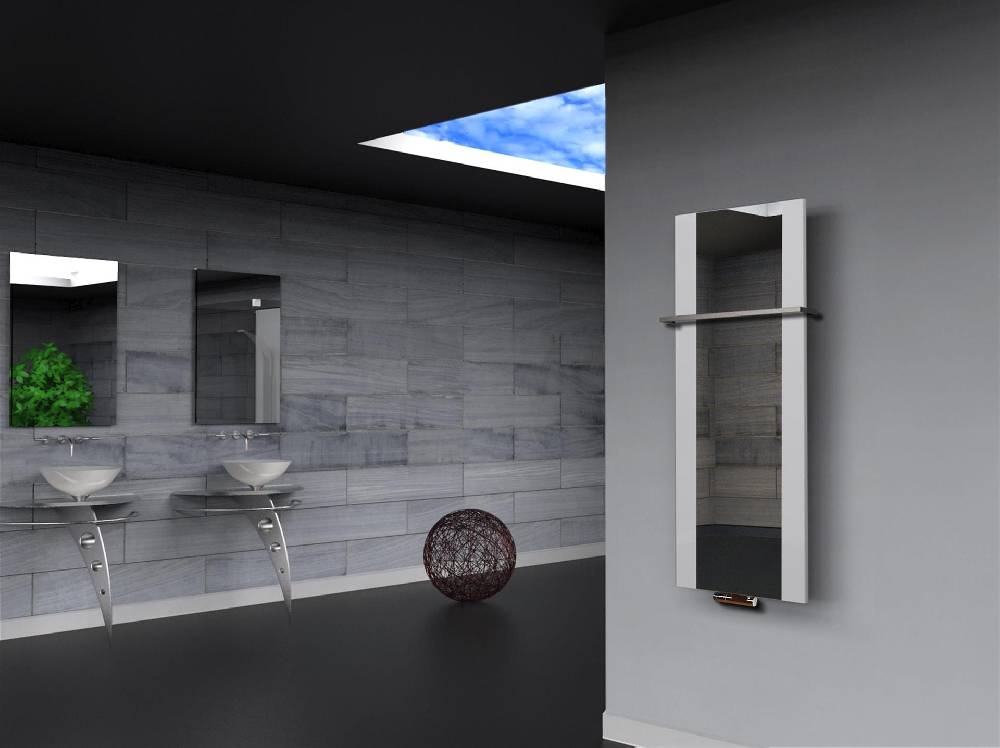 Szagato BADHEIZKÖRPER mit Spiegel Design Singapur 2 120x47cm 799 Watt weiß (+1 Halter 15mm) SZAGATO Designheizkörper Handtuchheizkörper mit Mittelanschluss Verkauf