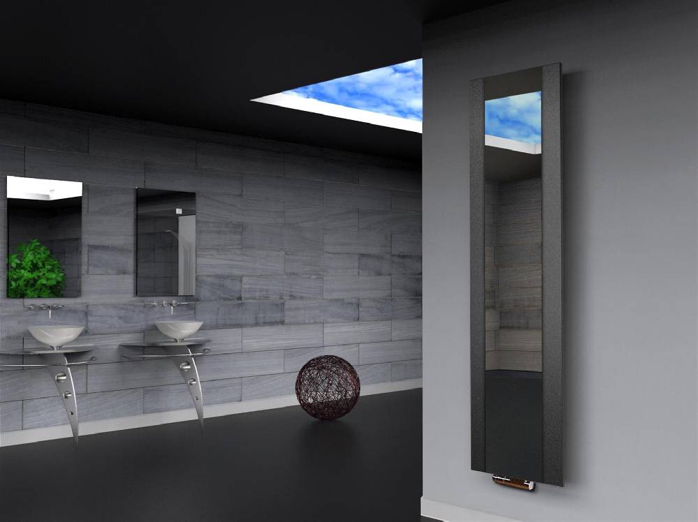 Szagato BADHEIZKÖRPER mit Spiegel Design Singapur 3 180x47cm 1118 Watt anthrazit - moon SZAGATO Design Handtuchheizkörper mit Mittelanschluss Handtuchwärmer Schlussverkauf