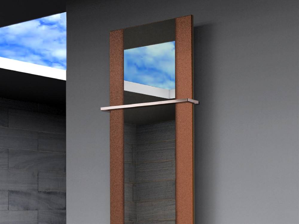 Szagato BADHEIZKÖRPER mit Spiegel Design Singapur 3 180x47cm 1118 Watt braun (+1 Halter 15mm) SZAGATO Designheizkörper mit Mittelanschluss Handtuchwärmer Günstiger Verkauf