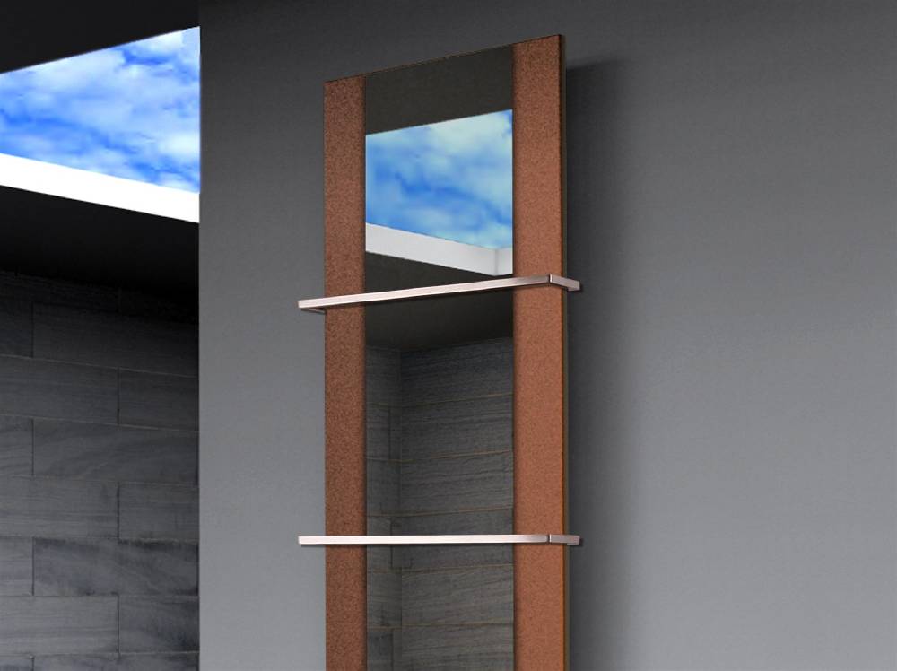 Szagato BADHEIZKÖRPER mit Spiegel Design Singapur 3 180x47cm 1118 Watt braun (+2 Halter 15mm) SZAGATO Designheizkörper mit Mittelanschluss Handtuchwärmer Meist gekauft