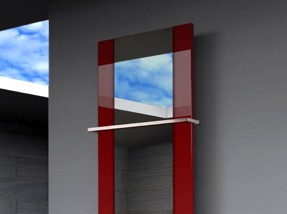 Szagato BADHEIZKÖRPER mit Spiegel Design Singapur 3 180x47cm 1118 Watt rot (+1 Halter 15mm) SZAGATO Designheizkörper mit Mittelanschluss Handtuchwärmer Limitierter Zeitrabatt