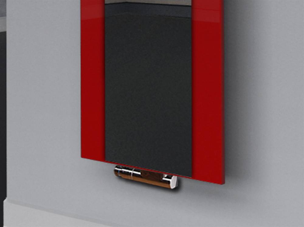 Szagato BADHEIZKÖRPER mit Spiegel Design Singapur 3 180x47cm 1118 Watt rot (+1 Halter 15mm) SZAGATO Designheizkörper mit Mittelanschluss Handtuchwärmer Limitierter Zeitrabatt