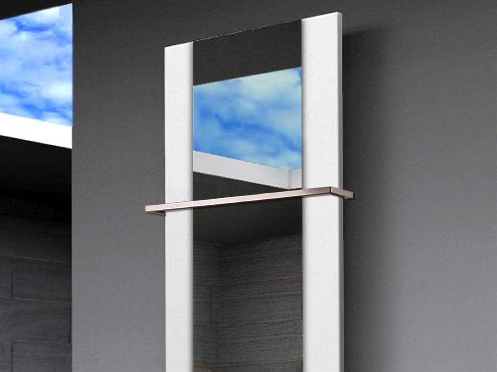 Szagato BADHEIZKÖRPER mit Spiegel Design Singapur 3 180x47cm 1118 Watt weiß (+1 Halter 15mm) SZAGATO Designheizkörper mit Mittelanschluss Handtuchwärmer Begrenztes Angebot
