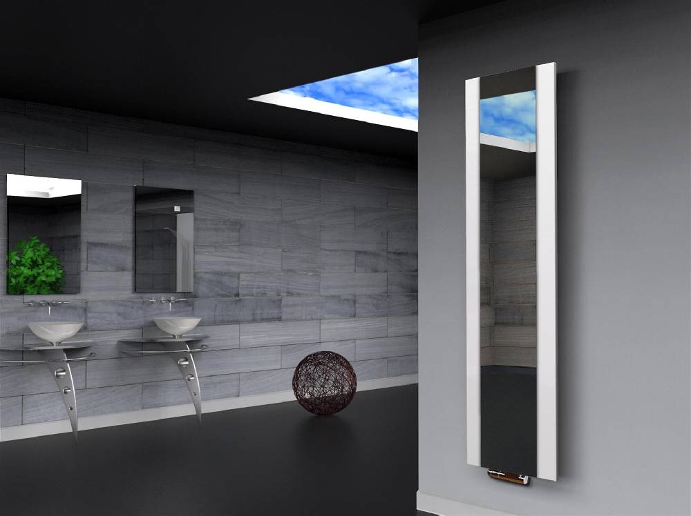 Szagato BADHEIZKÖRPER mit Spiegel Design Singapur 3 180x47cm 1118 Watt weiß SZAGATO Designheizkörper Handtuchheizkörper mit Mittelanschluss Handtuchwärmer Saisonschlussverkauf