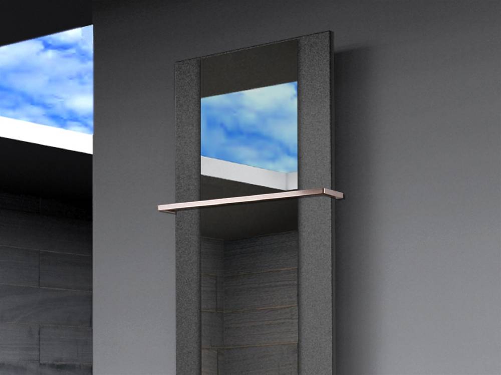 Szagato BADHEIZKÖRPER mit Spiegel Design Singapur 3 180x47cm 1118Watt anthrazit - moon +1 Halter 15mm SZAGATO Designheizkörper Mittelanschluss Handtuchwärmer Black Friday