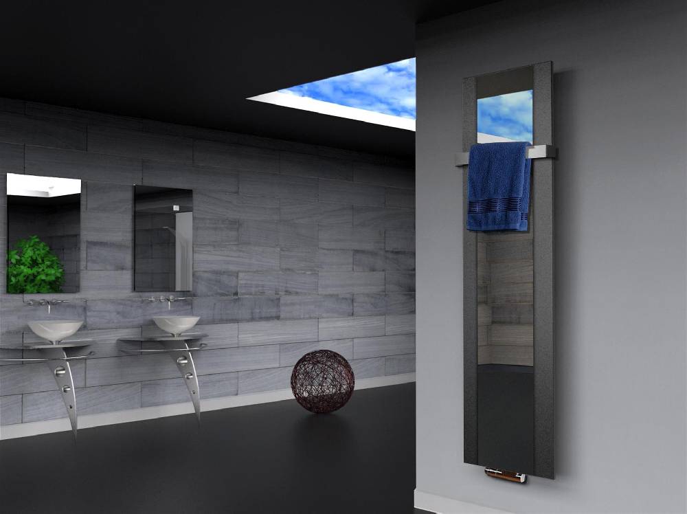 Szagato BADHEIZKÖRPER mit Spiegel Design Singapur 3 180x47cm 1118Watt anthrazit - moon +1 Halter 50mm SZAGATO Designheizkörper Mittelanschluss Handtuchwärmer Cyber Monday
