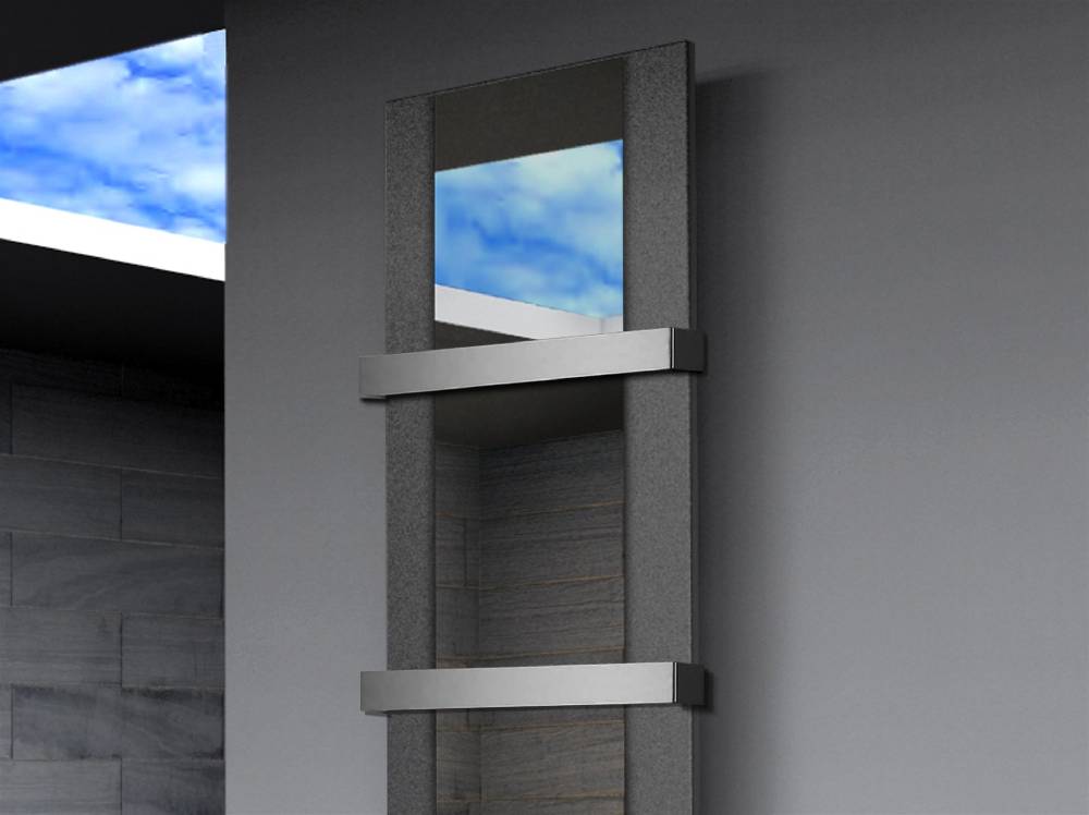Szagato BADHEIZKÖRPER mit Spiegel Design Singapur 3 180x47cm 1118Watt anthrazit - moon +2 Halter 50mm SZAGATO Designheizkörper Mittelanschluss Handtuchwärmer Osterangebot