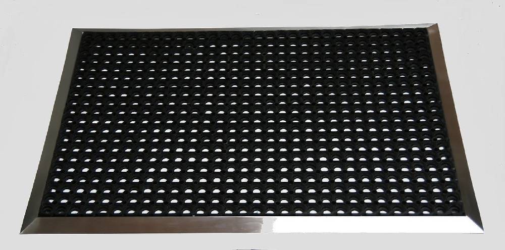 Szagato Edelstahlrahmen mit Fußmatte Ringgummi 130x90cm SZAGATO Made in Germany Schuhabstreifer Edelstahl außen Schmutzfangmatte Fußabtreter Zeitbegrenzte Promotion