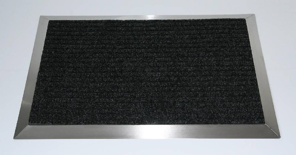 Szagato Edelstahlrahmen mit Fußmatte Ripps 90x60cm SZAGATO Made in Germany Schuhabstreifer Edelstahl außen Schmutzfangmatte Fußabtreter Schmutzmatte Vierteljährliche Förderung