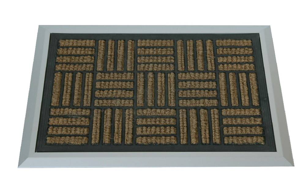 Szagato Fußmatte mit ALU Rahmen 68x48cm Kokos - Gummi Aluminium SZAGATO Made in Germany Fußmatte ALUMINIUM Schmutzfangmatte Fußabtreter Schmutzmatte