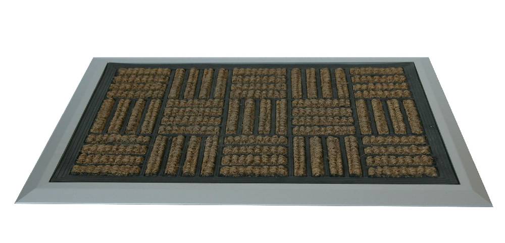 Szagato Fußmatte mit ALU Rahmen 68x48cm Kokos - Gummi Aluminium SZAGATO Made in Germany Fußmatte ALUMINIUM Schmutzfangmatte Fußabtreter Schmutzmatte Clearance-Verkauf