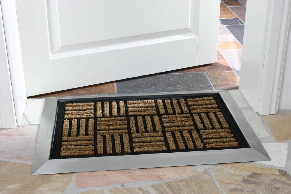 Szagato Fußmatte mit Edelstahl-Rahmen 70x50cm Design 12 Kokos - Gummi SZAGATO Edelstahl Fußmatte Schuhabstreifer Edelstahl außen Fussmatte Edelstahl aussen