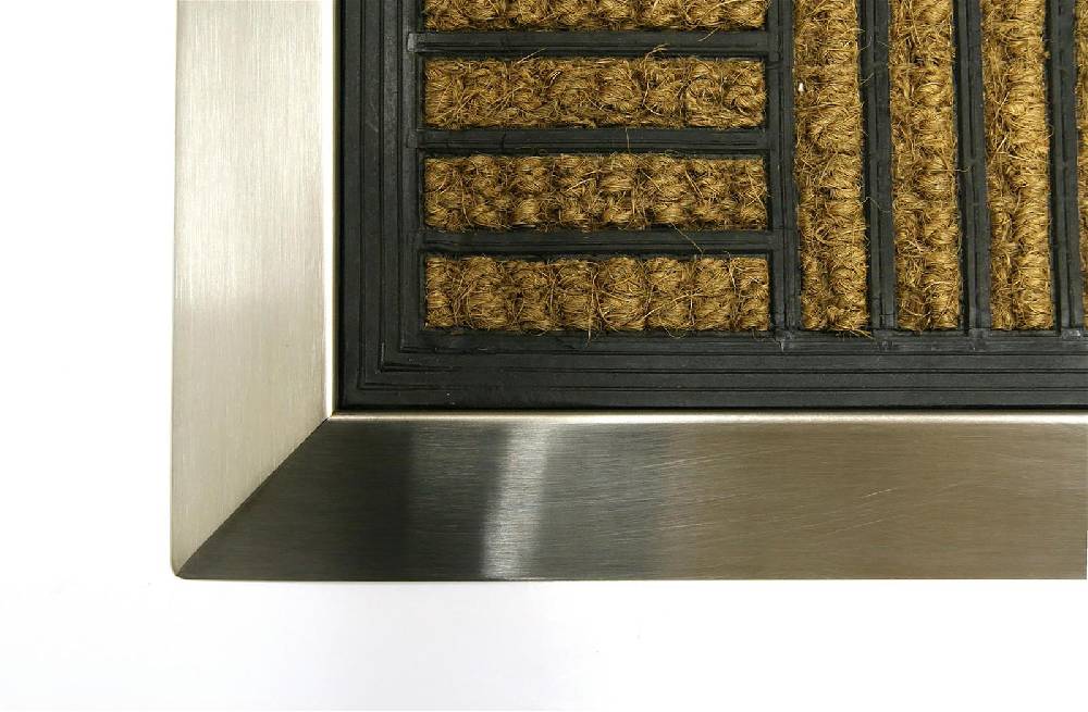 Szagato Fußmatte mit Edelstahl-Rahmen 70x50cm Design 12 Kokos - Gummi SZAGATO Edelstahl Fußmatte Schuhabstreifer Edelstahl außen Fussmatte Edelstahl aussen Fabrikladen