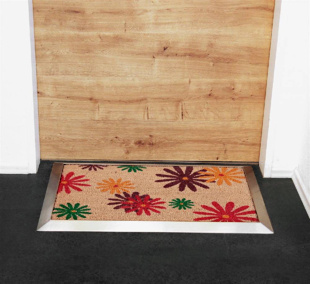 Szagato Fußmatte mit Edelstahl-Rahmen 70x50cm Design 25 Sonnenblumen SZAGATO Fussmatte außen Fussmatte outdoor Fussmatte innen Schuhabstreifer Fussabtreter Begrenzt auf 3 Tage