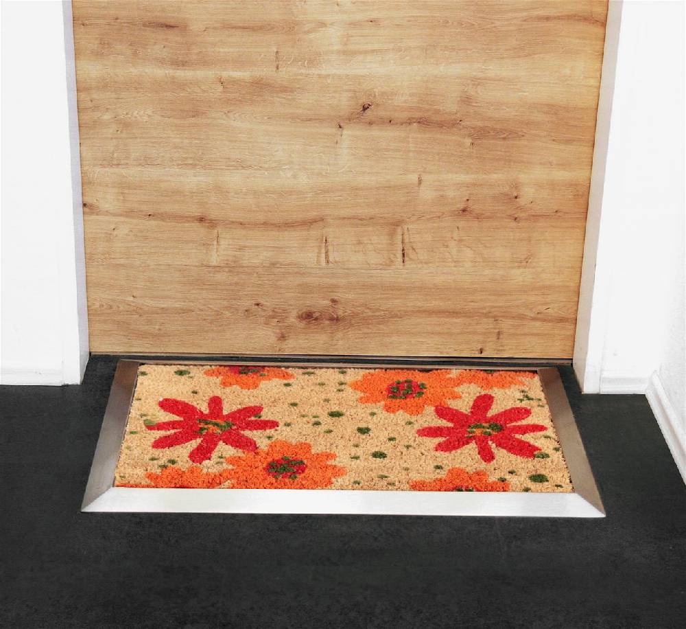 Szagato Fußmatte mit Edelstahl-Rahmen 70x50cm Design 27 Blüten rot SZAGATO Fussmatte außen Fussmatte outdoor Fussmatte innen Schuhabstreifer Fussabtreter Speichern exportieren