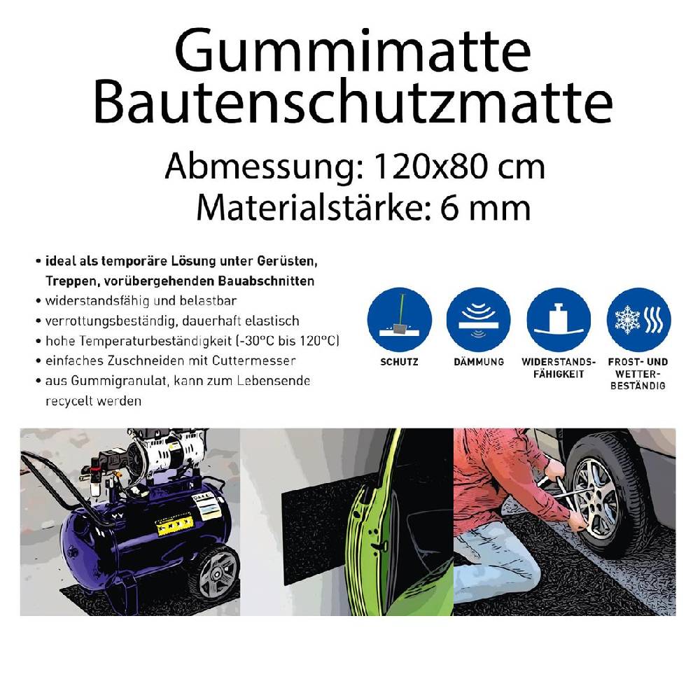 Szagato Bautenschutzmatte Gummi 120x80x0,6cm SZAGATO Gummimatte Gummigranulatmatte Antirutschmatte Gummi Granulat Matte recycelt Limitierter Zeitrabatt