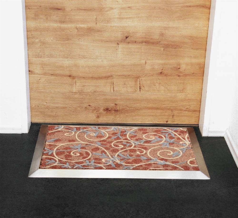 Szagato Fußmatte mit Edelstahl-Rahmen 84x54cm Design 35 Ranken Kokos SZAGATO Made in Germany Edelstahl Schmutzfangmatte Fußabtreter Schmutzabstreifer Online Shopping