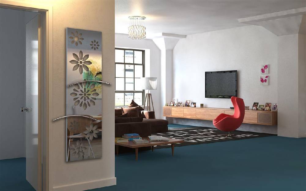 Szagato Garderobe Wandgarderobe Design Flower 140x40cm Edelstahl SZAGATO Garderobe Metall Wand Garderobenpaneel Garderobenleiste Flurgarderobe Flur Weihnachtsangebot