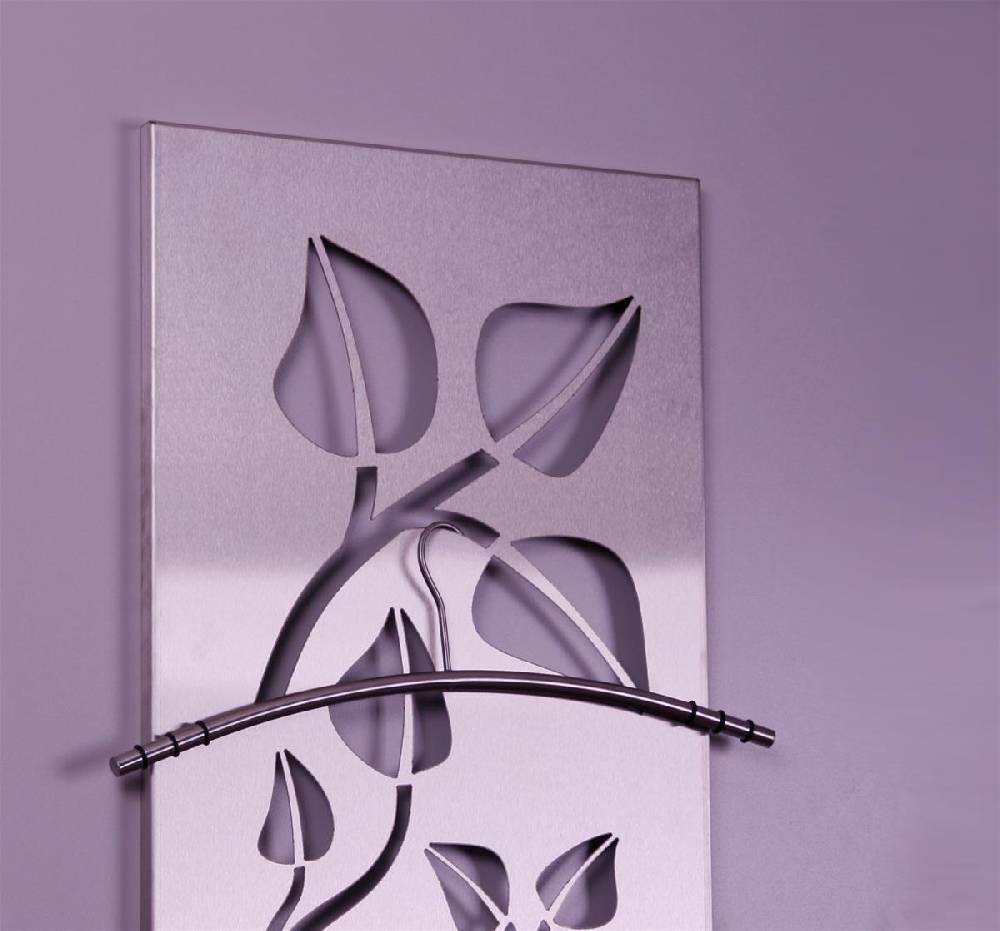 Szagato Garderobe Wandgarderobe Design Leaves 140x40cm Edelstahl matt SZAGATO Garderobe Metall Wand Garderobenpaneel Garderobenleiste Flurgarderobe Flur Muttertagsangebot