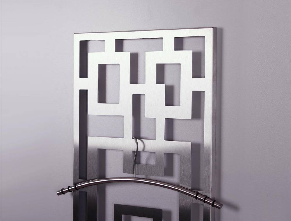 Szagato Garderobe Wandgarderobe Design Rechteck 140x40cm Edelstahl matt SZAGATO Garderobe Metall Garderobe Wand Garderobenpaneel Garderobenleiste Flur Heißer Verkauf