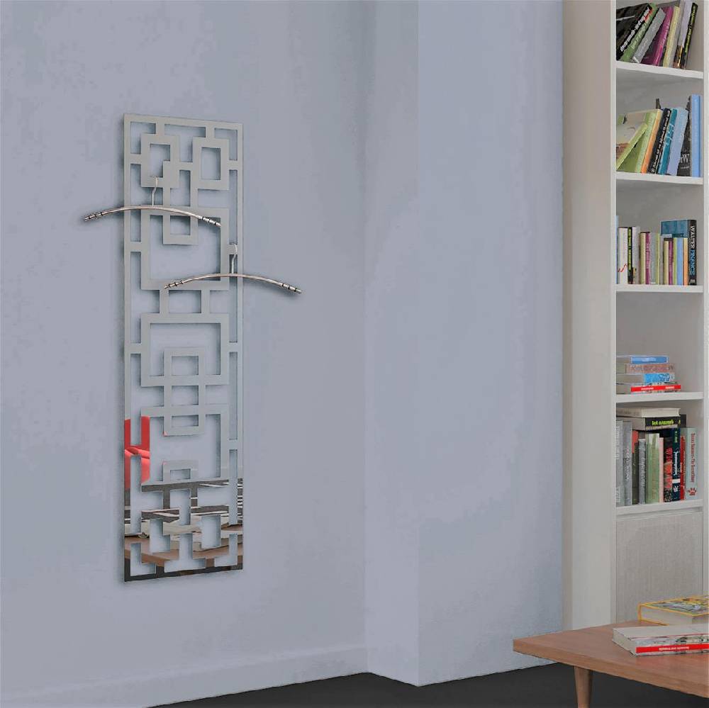 Szagato Garderobe Wandgarderobe Design Rechteck 140x40cm Edelstahl poliert SZAGATO Garderobe Metall Garderobe Wand Garderobenpaneel Garderobenleiste Flur Top Angebot