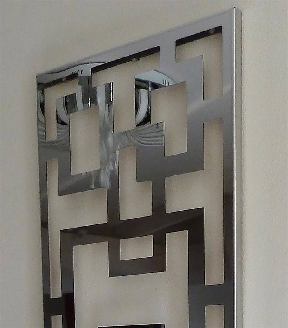 Szagato Garderobe Wandgarderobe Design Rechteck 140x40cm Edelstahl poliert SZAGATO Garderobe Metall Garderobe Wand Garderobenpaneel Garderobenleiste Flur Top Angebot