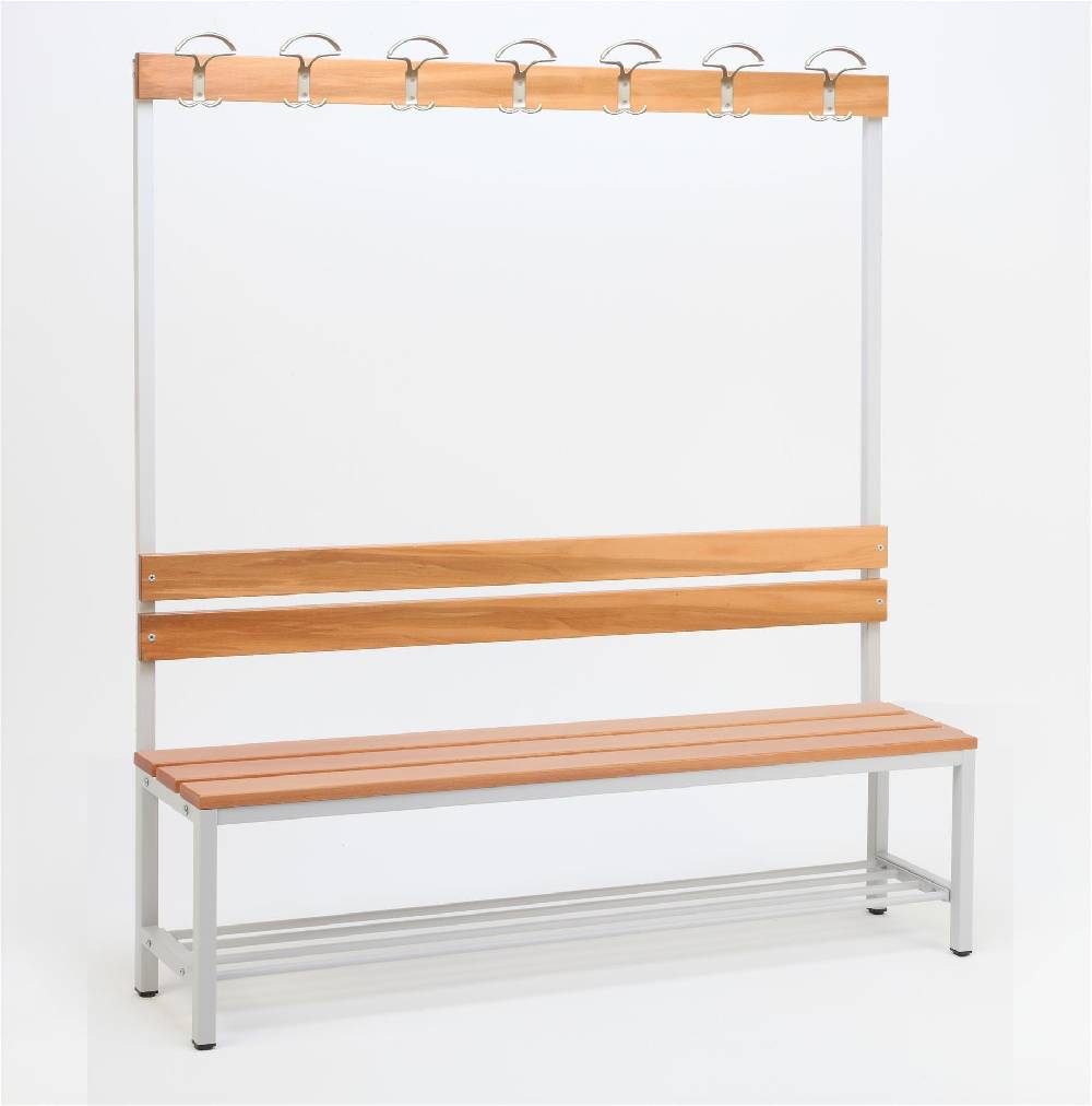 Szagato Garderobenbank mit Haken 1-seitig mit Schuhrost HxBxT 170x150x30cm Marke SZAGATO Umkleidebank Umkleide Sitzbank Garderobe mit Sitzbank für Schulen Große Rabatte