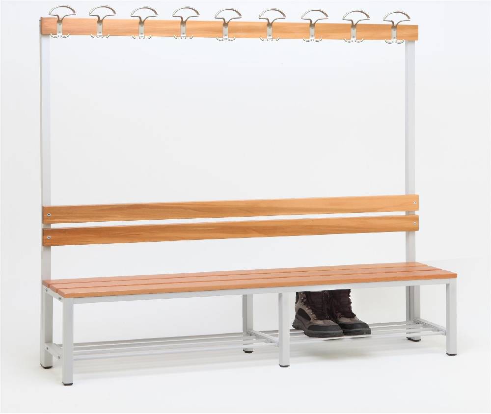 Szagato Garderobenbank mit Haken 1-seitig mit Schuhrost HxBxT 170x200x30cm Marke SZAGATO Umkleidebank Umkleide Sitzbank Garderobe mit Sitzbank für Schulen Neuheiten