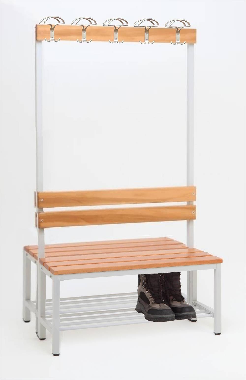 Szagato Garderobenbank mit Haken 2-seitig 2 Sitzbänke mit Schuhrost HxBxT 170x100x60cm Marke SZAGATO Umkleidebank Umkleide Sitzbank Garderobe mit Sitzbank Kauf eins, bekomm eins gratis