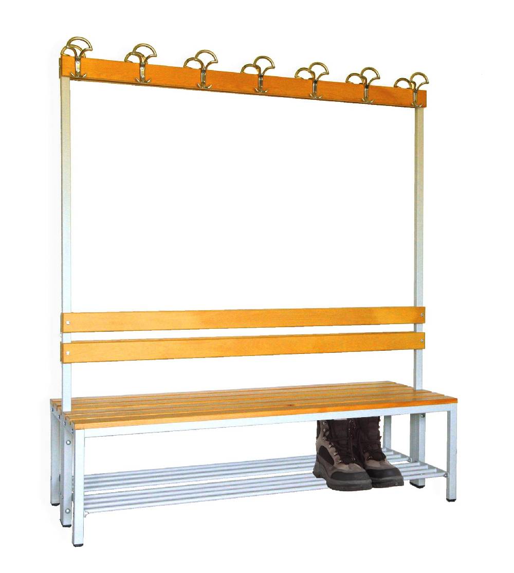 Szagato Garderobenbank mit Haken 2-seitig 2 Sitzbänke mit Schuhrost HxBxT 170x150x60cm Marke SZAGATO Umkleidebank Umkleide Sitzbank Garderobe mit Sitzbank Tägliche Deals