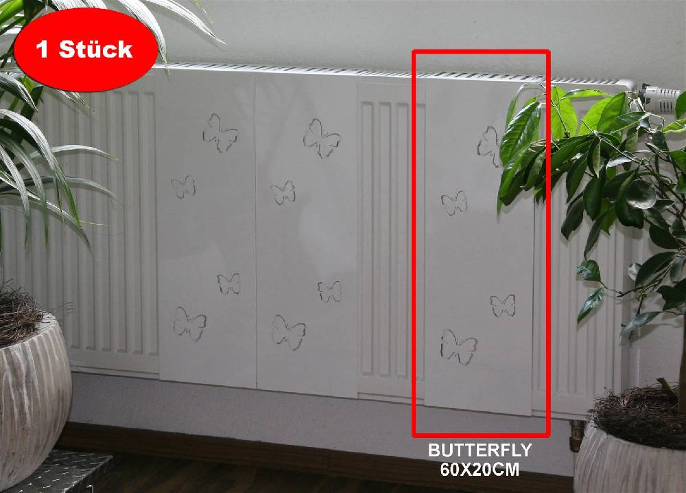 Szagato Heizkörperverkleidung 60 x 20cm Butterfly weiß (1 Stück) SZAGATO Heizungsverkleidung Verkleidung Heizkörper Abdeckung Heizkörper Heizungsabdeckung 50% Rabatt für begrenzte Zeit