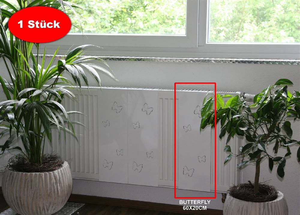 Szagato Heizkörperverkleidung 60 x 20cm Butterfly weiß (1 Stück) SZAGATO Heizungsverkleidung Verkleidung Heizkörper Abdeckung Heizkörper Heizungsabdeckung 50% Rabatt für begrenzte Zeit