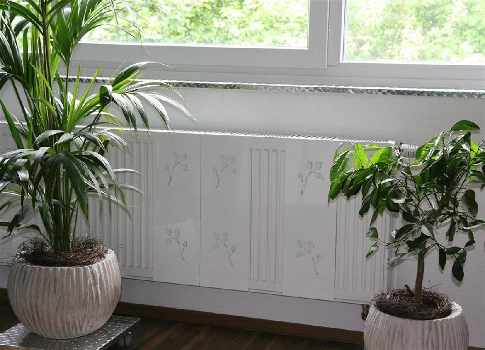 Szagato Heizkörperverkleidung 60 x 20cm Design Leaves weiß 1 Stück SZAGATO Heizungsverkleidung Verkleidung Heizkörper Abdeckung Heizkörper Heizungsabdeckung Auslauf