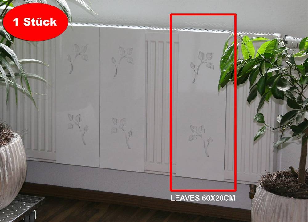 Szagato Heizkörperverkleidung 60 x 20cm Design Leaves weiß 1 Stück SZAGATO Heizungsverkleidung Verkleidung Heizkörper Abdeckung Heizkörper Heizungsabdeckung Auslauf