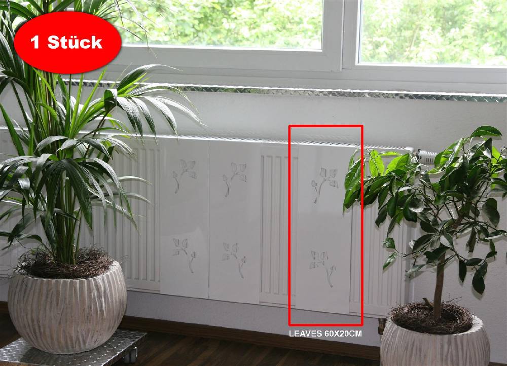 Szagato Heizkörperverkleidung 60 x 20cm Design Leaves weiß 1 Stück SZAGATO Heizungsverkleidung Verkleidung Heizkörper Abdeckung Heizkörper Heizungsabdeckung Auslauf