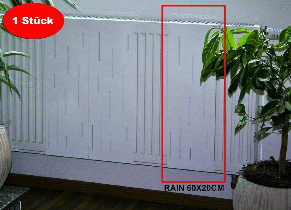 Szagato Heizkörperverkleidung 60 x 20cm Design Rain weiß (1 Stück) SZAGATO Heizungsverkleidung Verkleidung Heizkörper Abdeckung Heizkörper Heizungsabdeckung Verkauf