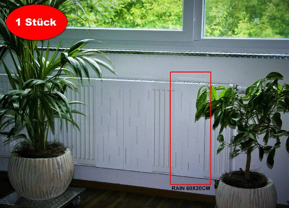 Szagato Heizkörperverkleidung 60 x 20cm Design Rain weiß (1 Stück) SZAGATO Heizungsverkleidung Verkleidung Heizkörper Abdeckung Heizkörper Heizungsabdeckung Verkauf