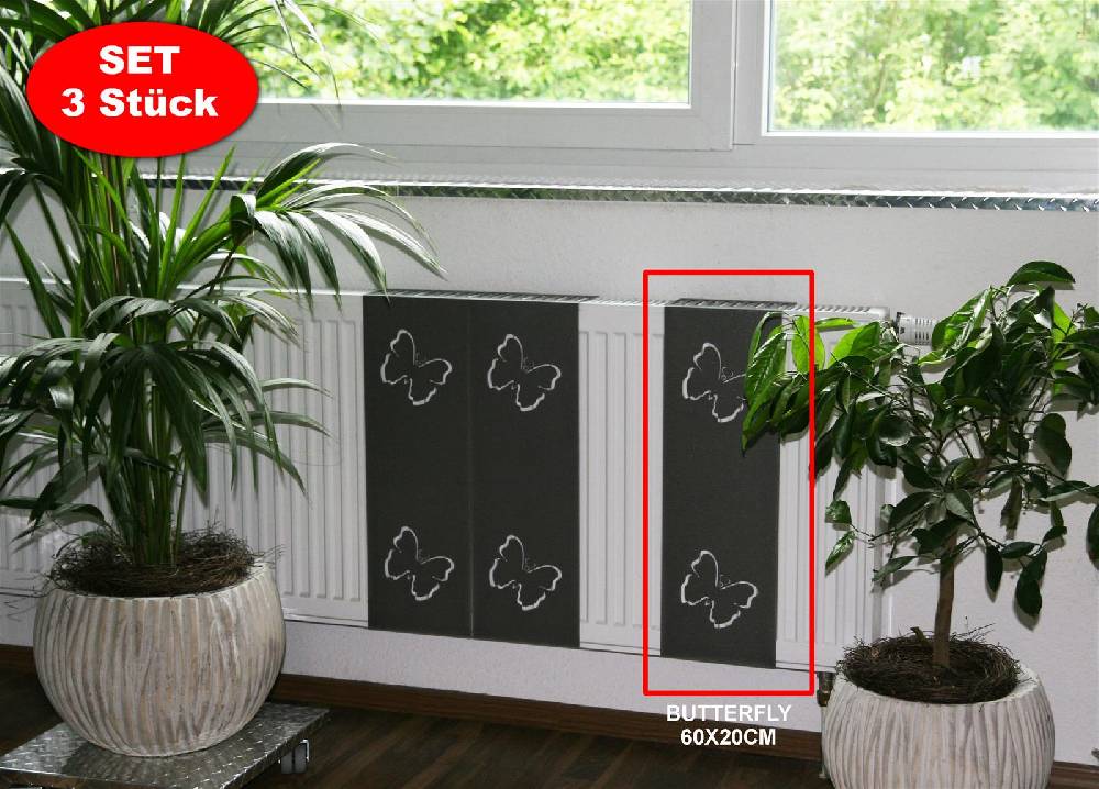 Szagato Heizkörperverkleidung 60x 20cm Butterfly anthrazit moonstone SET= 3 Stück SZAGATO Heizungsverkleidung Verkleidung Heizkörper Abdeckung für Heizkörper Angebote